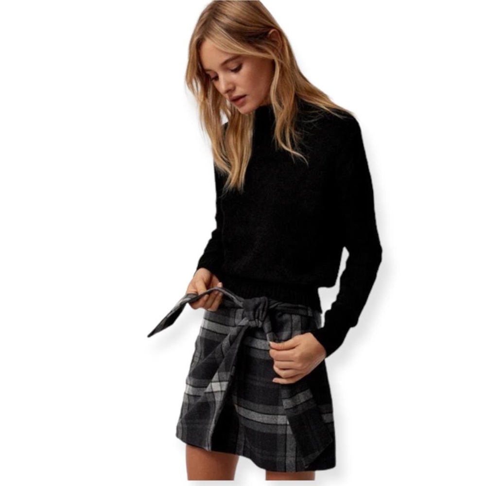 Aritzia Wilfred Dorine Charcoal Black Wool-Cashmere Blend Skirt